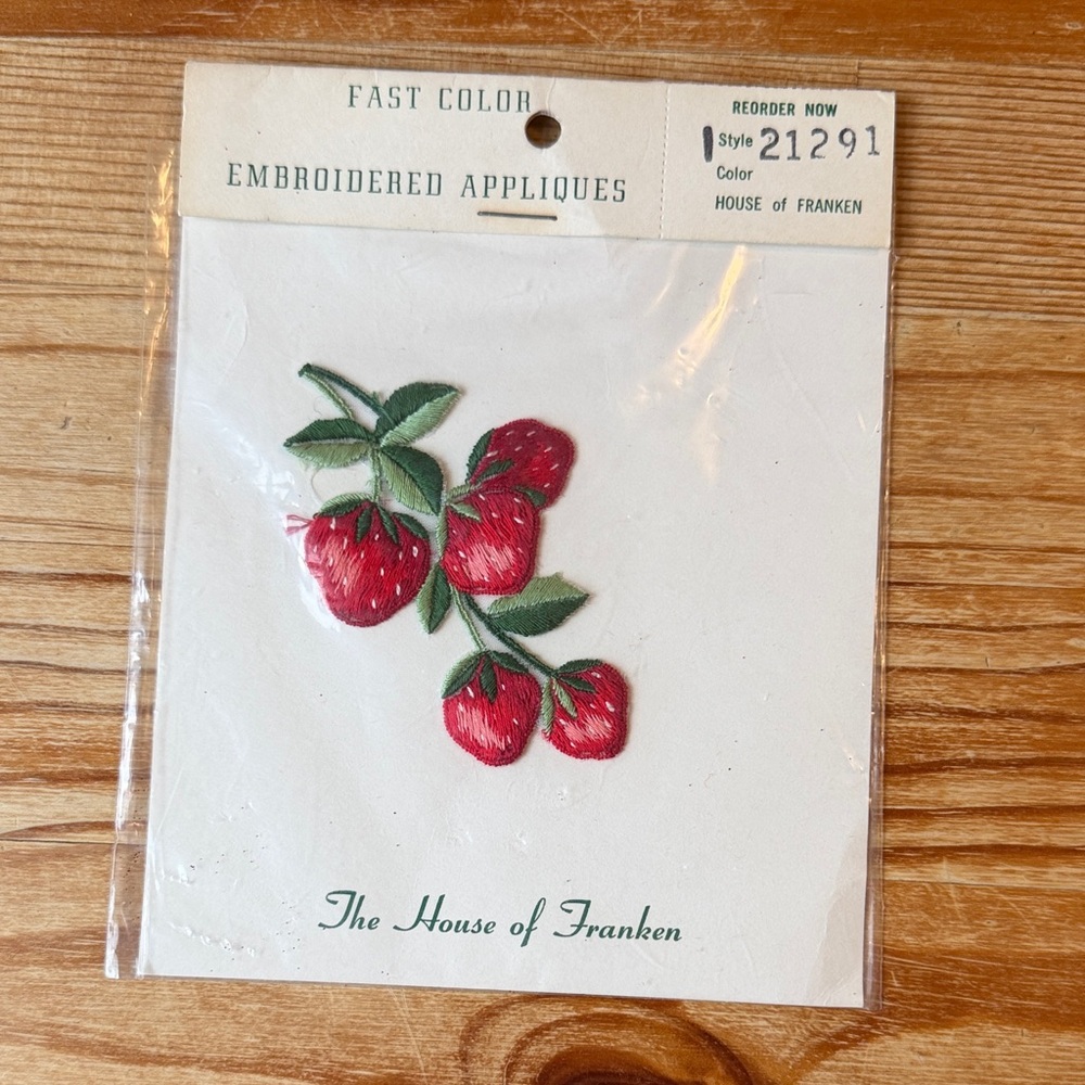 Vintage Embroidered Strawberry Applique